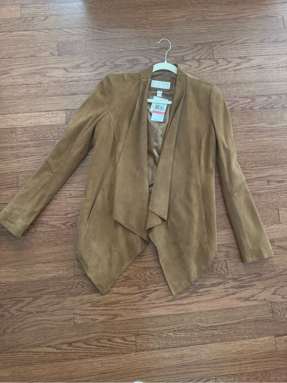 Michael Kors Suede Draped Open-Front Jacket - Brown